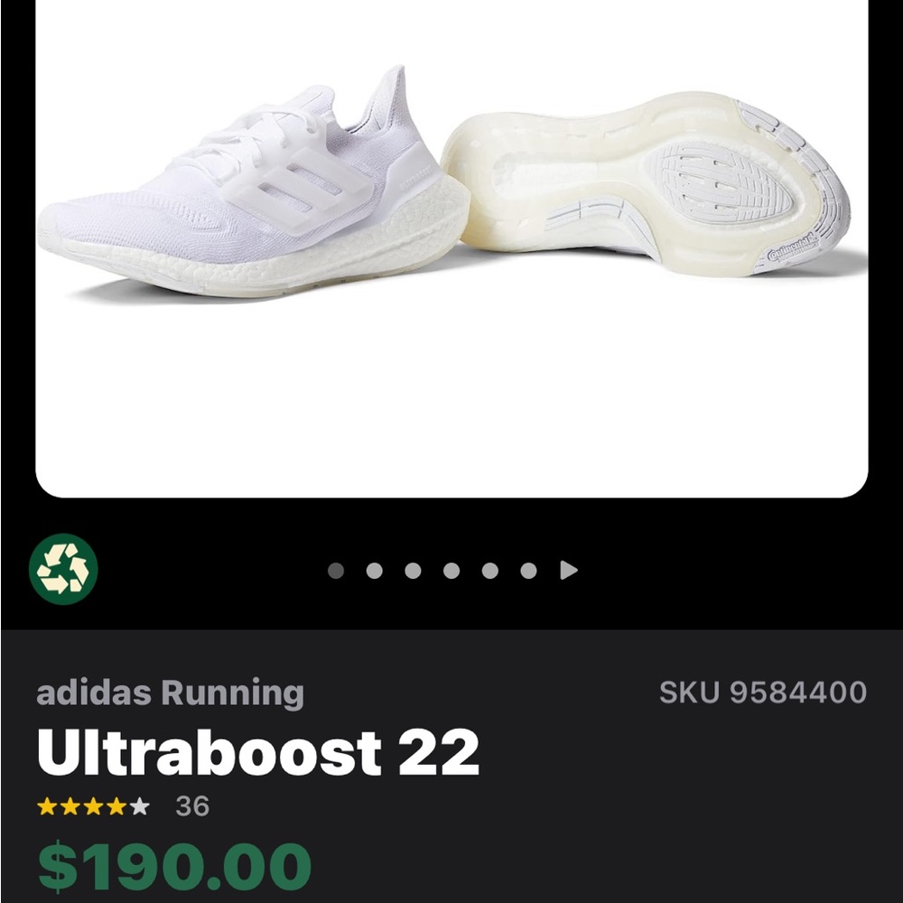 adidas ultraboost 22 size 7.5 white